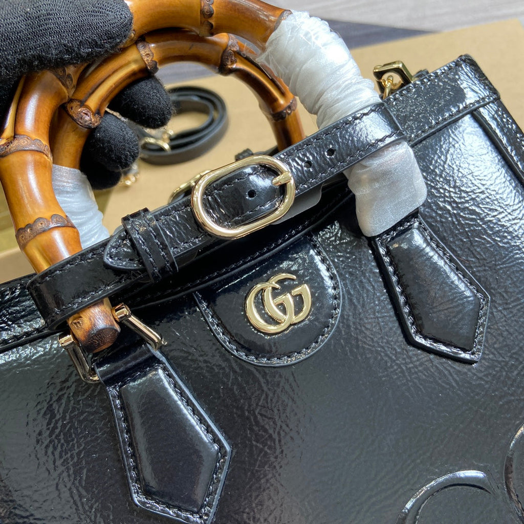 Gi DIANA 27 Small Tote Bag with Patent Leather Bamboo Handle