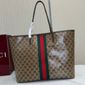 Gi Tribeca Large Tote Bag Brown Beige Canvas Cowhide 141724