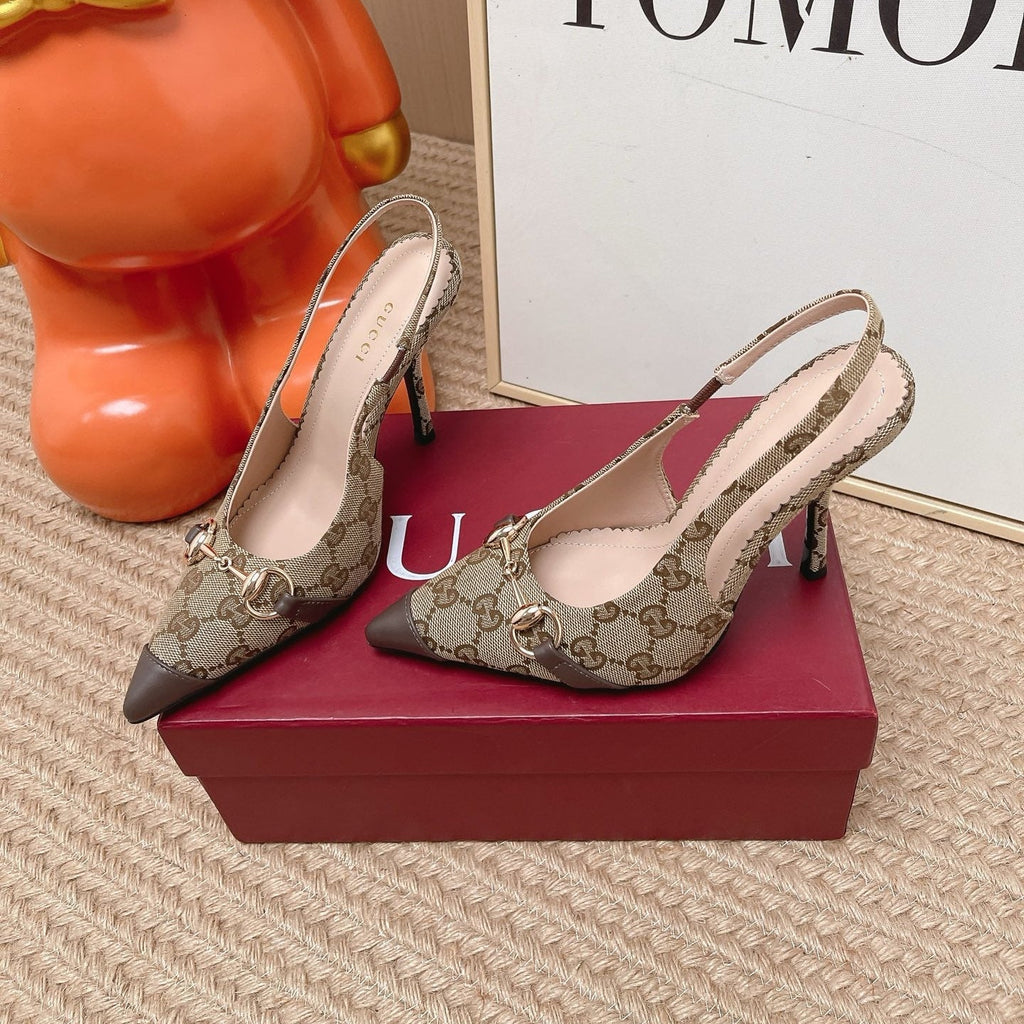 Gi 26s Slingback Pump 10.5cm With Horsebit Coffee Beige Canvas 901315
