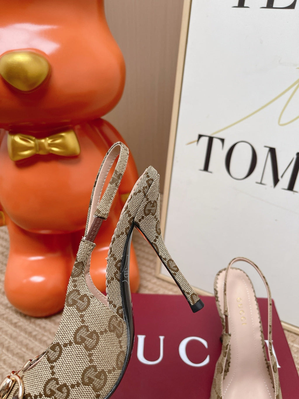 Gi 26s Slingback Pump 10.5cm With Horsebit Coffee Beige Canvas 901315