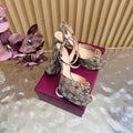 Gi 26s Horsebit Platform Sandals 11cm Beige Brown Canvas 886501