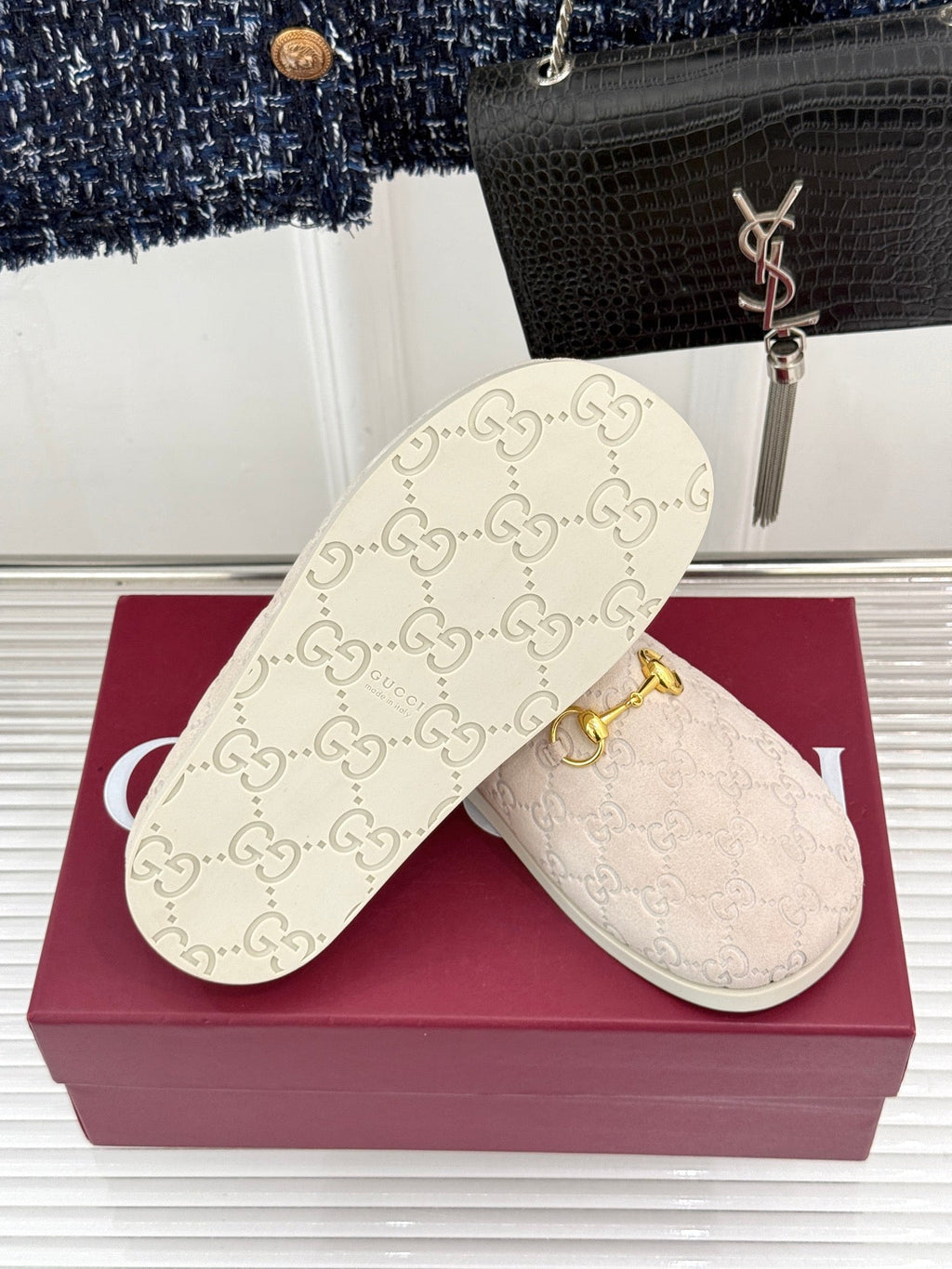 Gi Mule With Horsebit Cream Suede 905742