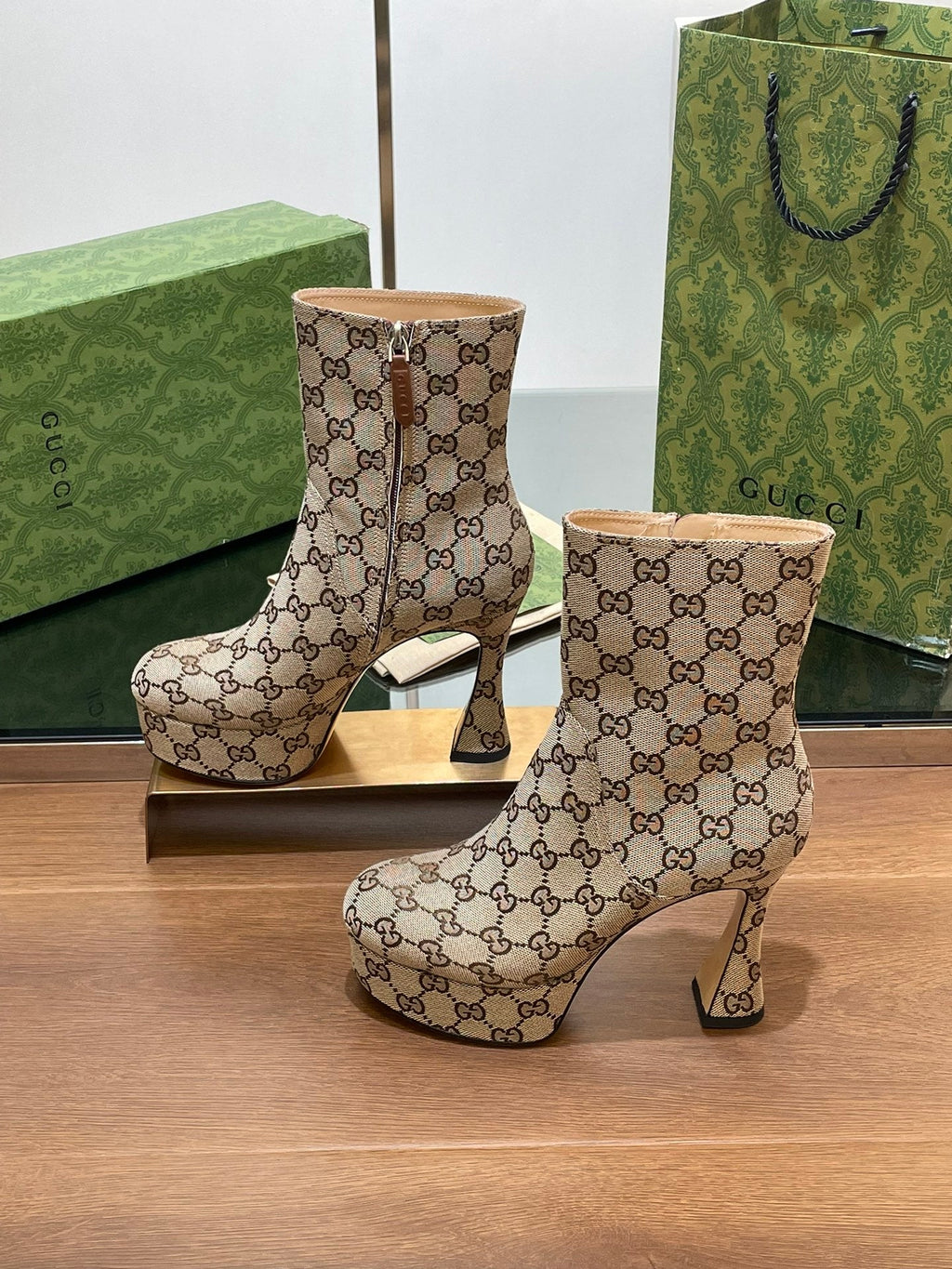 Gi SHORT BOOTS 11.5 CM IN MONOGRAM JACQUARD FABRIC