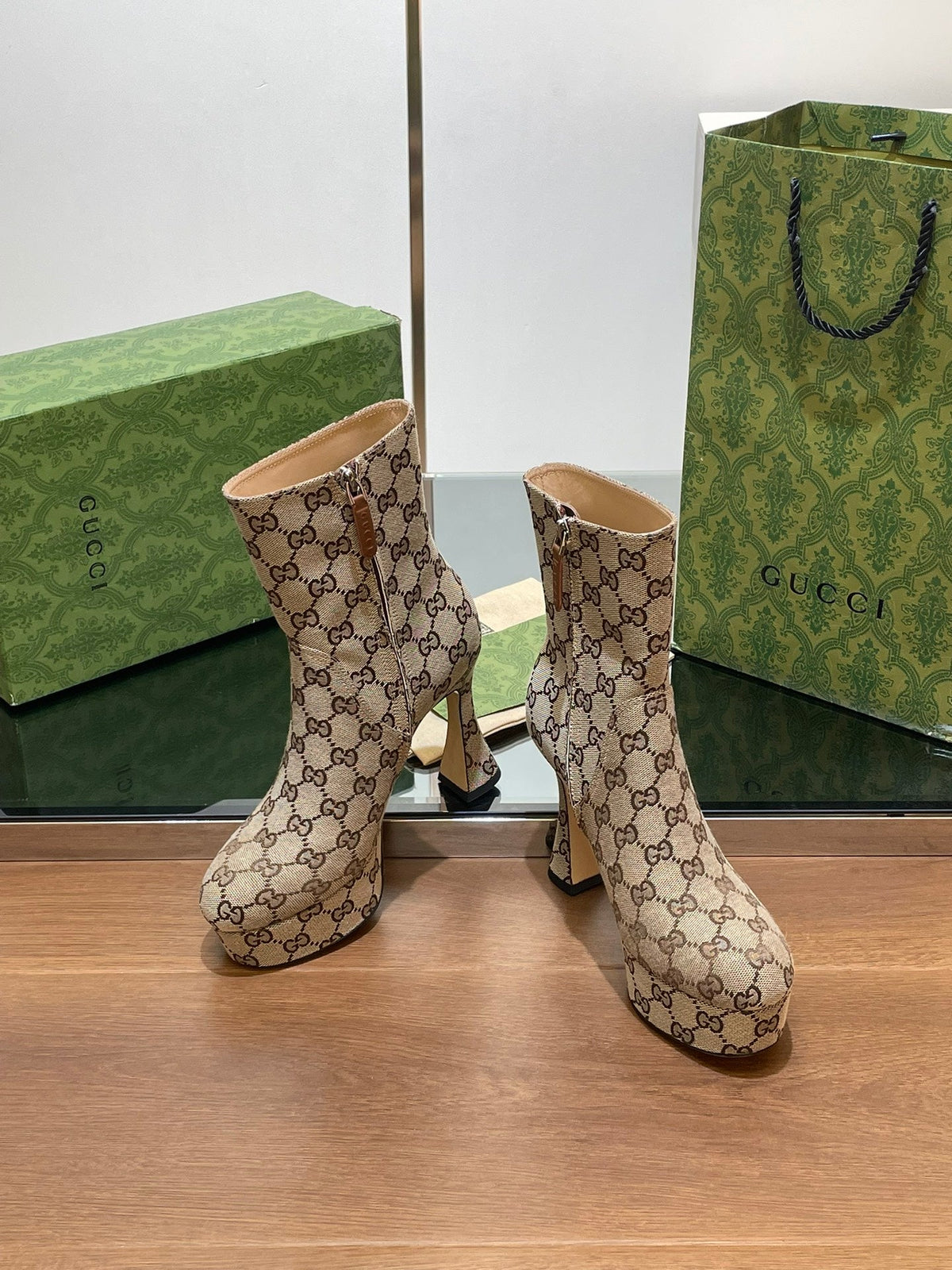 Gi SHORT BOOTS 11.5 CM IN MONOGRAM JACQUARD FABRIC
