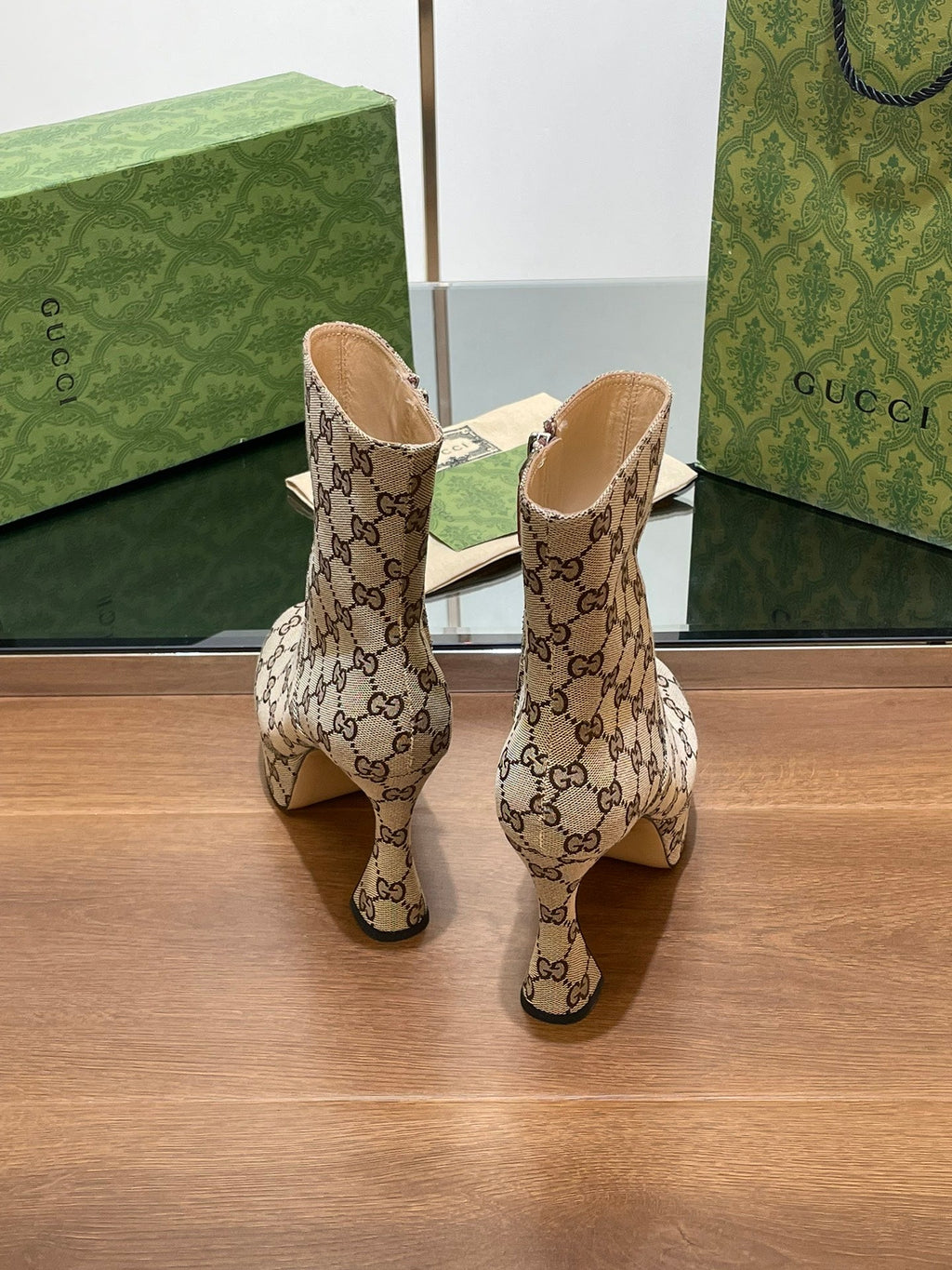 Gi SHORT BOOTS 11.5 CM IN MONOGRAM JACQUARD FABRIC