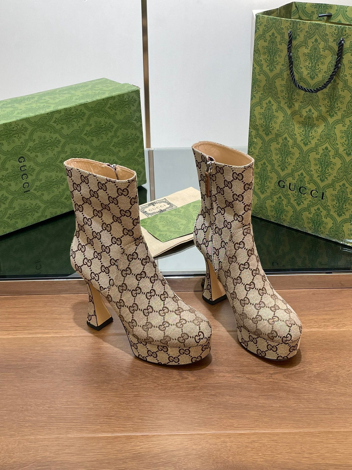 Gi SHORT BOOTS 11.5 CM IN MONOGRAM JACQUARD FABRIC
