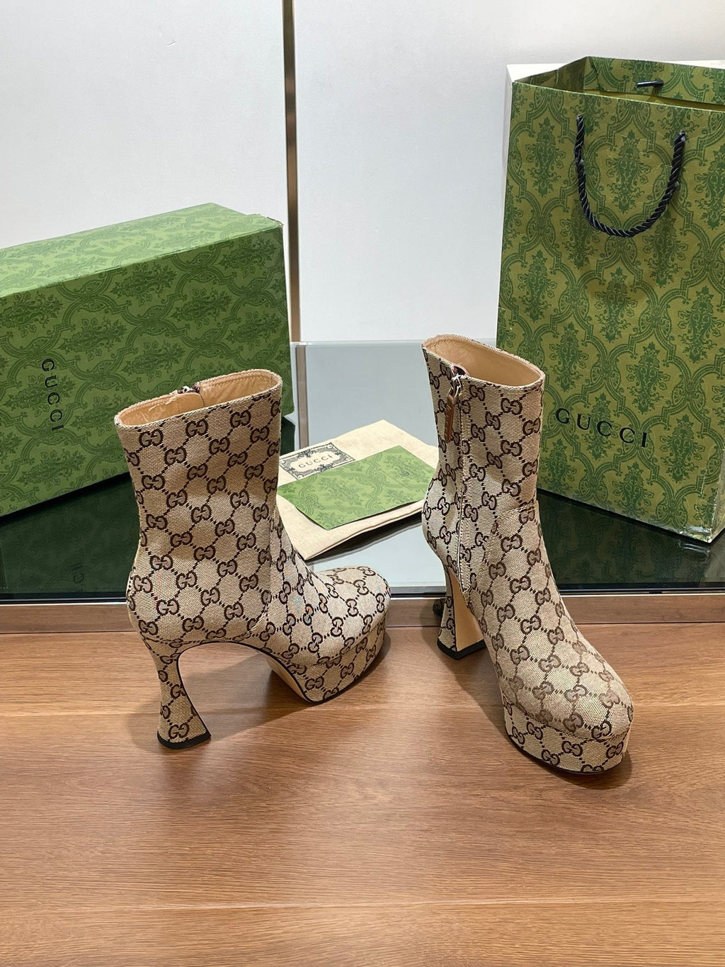 Gi SHORT BOOTS 11.5 CM IN MONOGRAM JACQUARD FABRIC