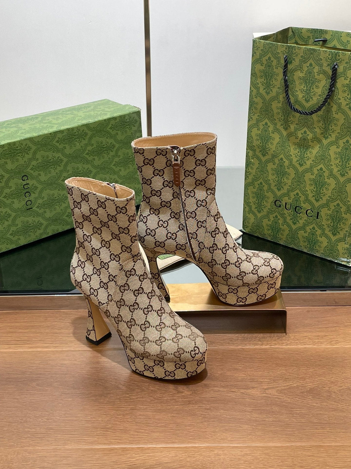 Gi SHORT BOOTS 11.5 CM IN MONOGRAM JACQUARD FABRIC