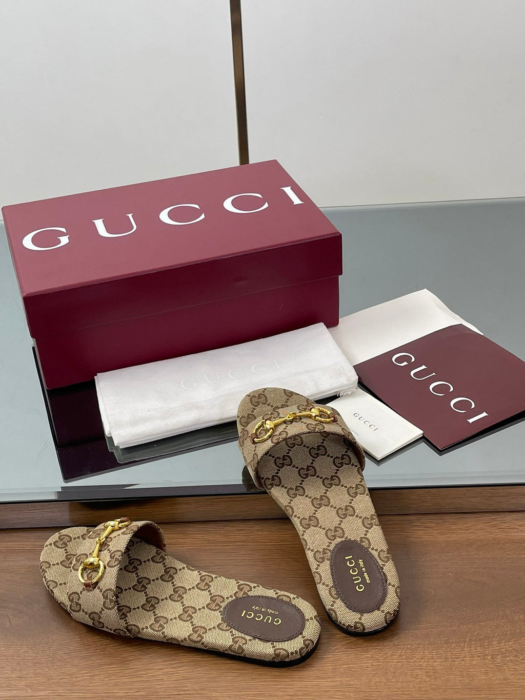Gi Horsebit Slide Sandals Canvas