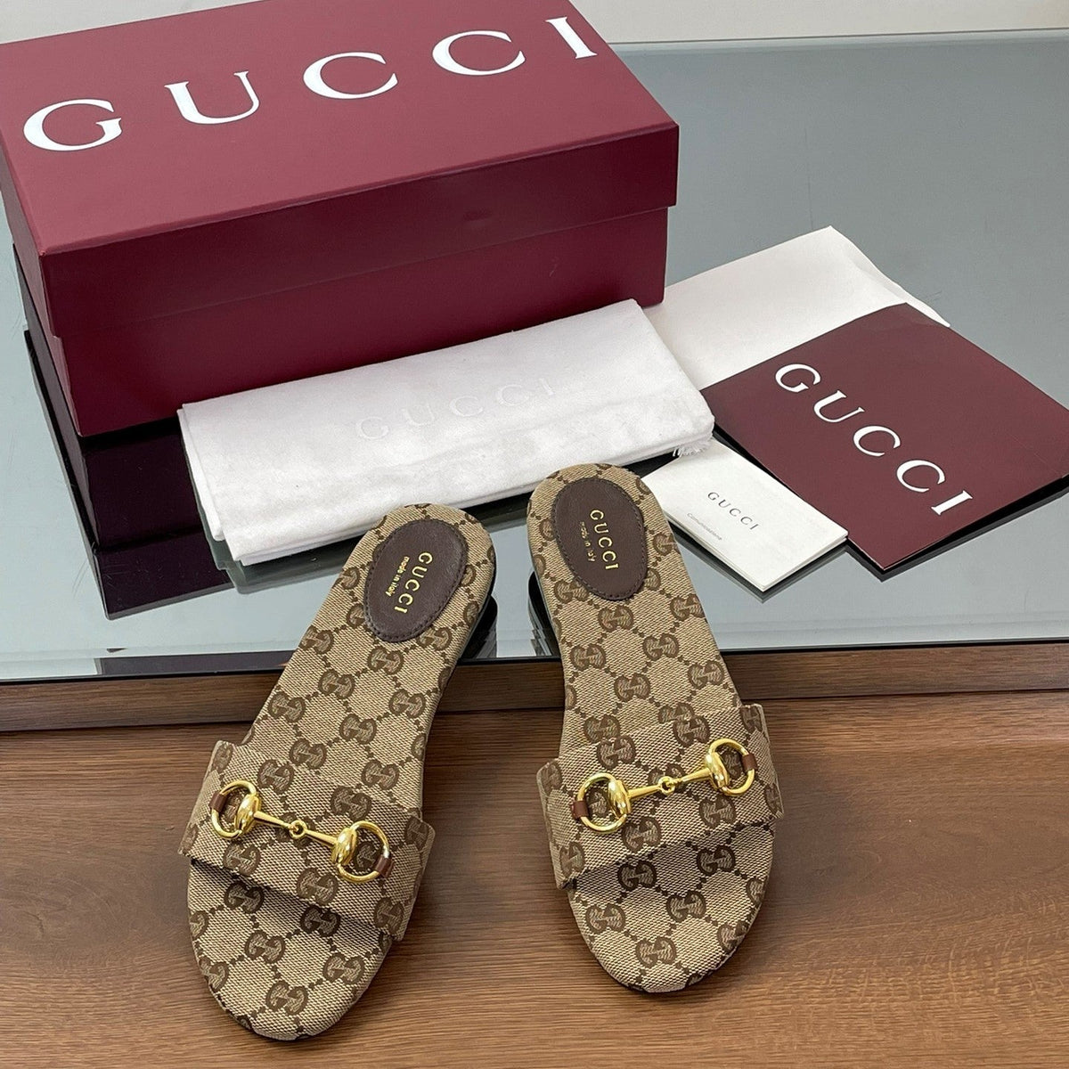 Gi Horsebit Slide Sandals Canvas