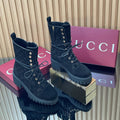 Gi 26s Combat Boots Black GG-Embossed Suede 997186