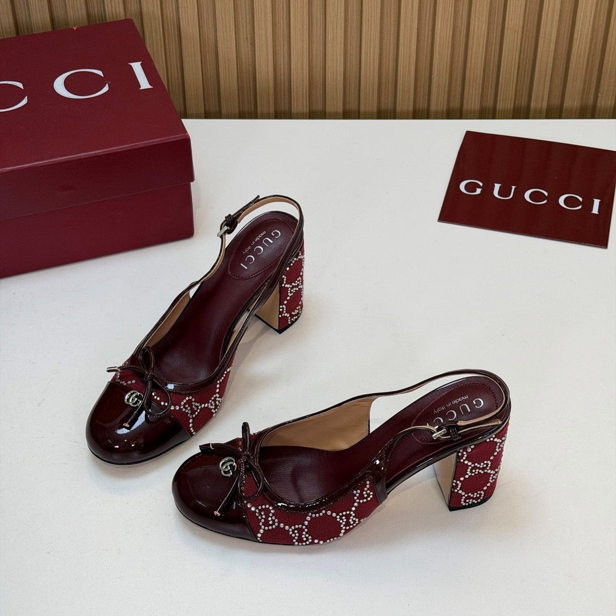 Gi 26s Embellished Slingback Pumps Red Denim 997168