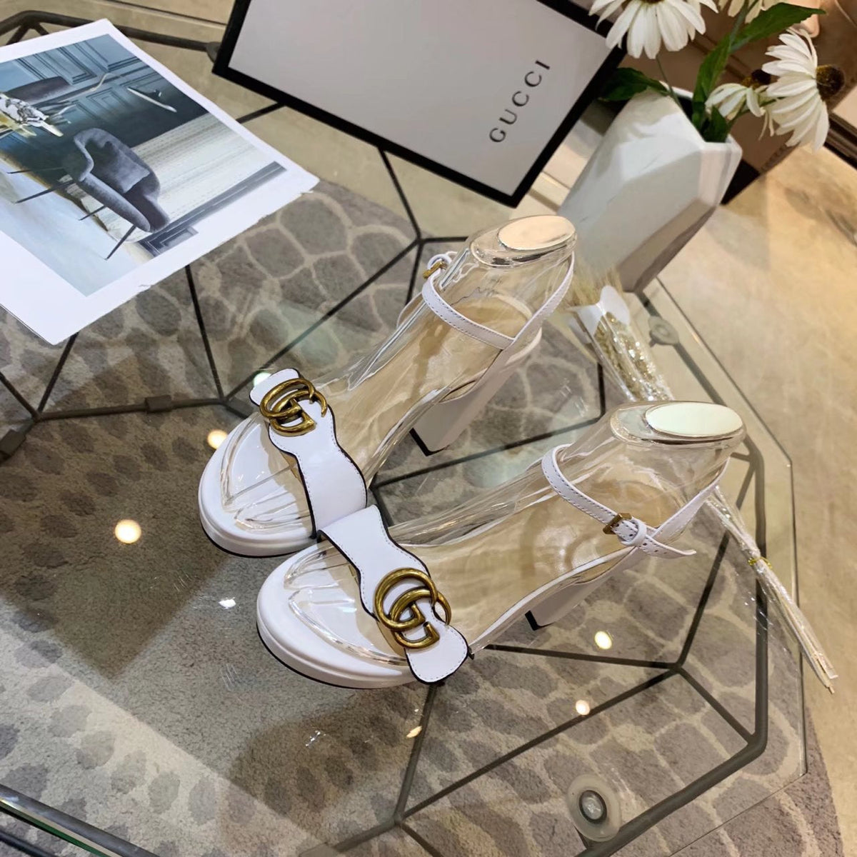 Gi 26s Marmont Sandals 10cm Sandals White Leather 926705