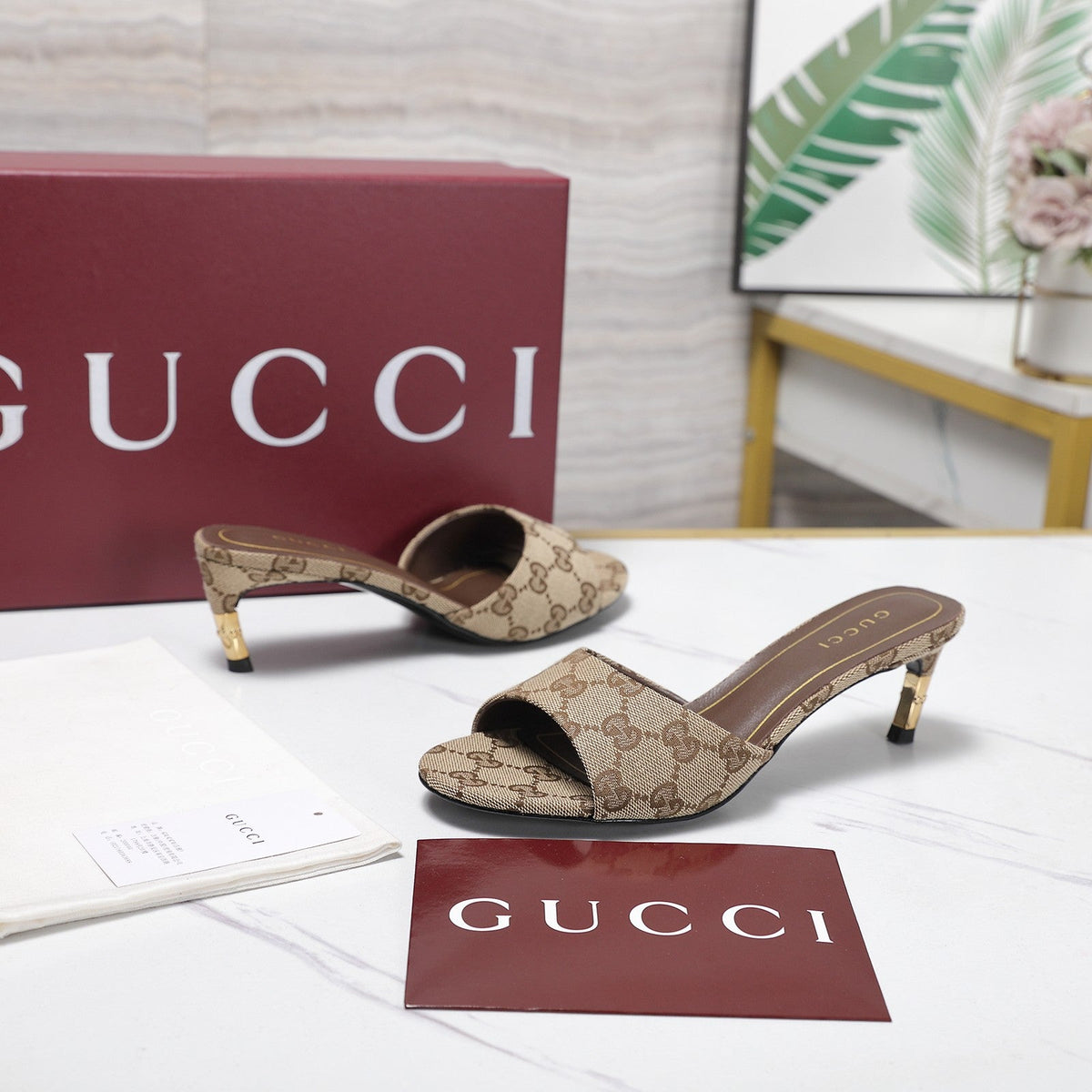 Gi 26s Slide 5.5 With Bamboo Motif Beige Canvas 961223