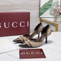 Gi 26s Savoy Pumps Brown Beige Lambskin Canvas 961239