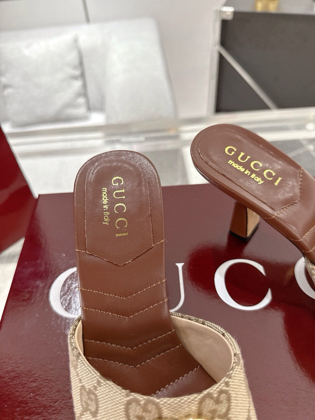 GC 2025 Double G High Heel Sandals Sheepskin
