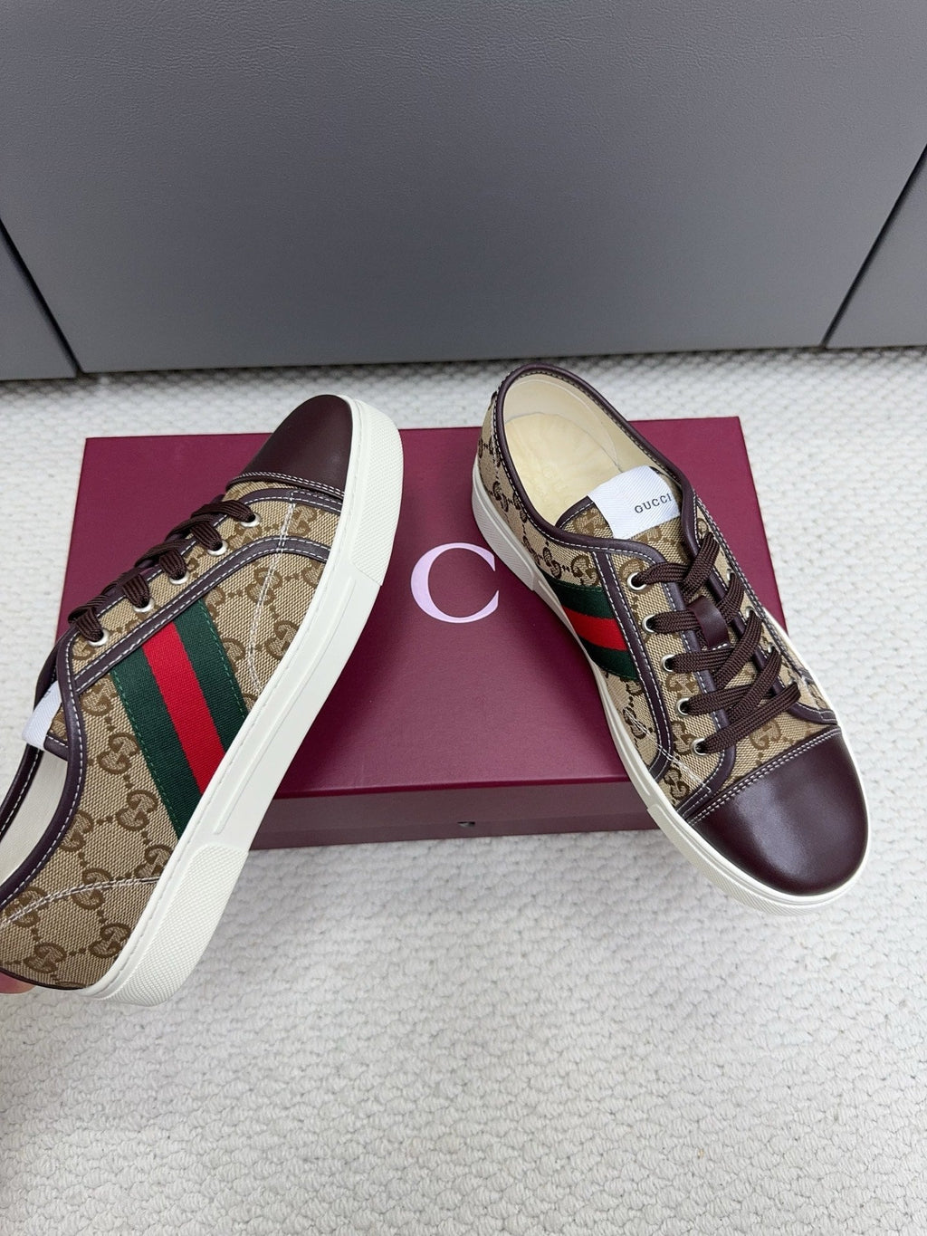 Gi Tennis 1977 Sneakers Chocolate Beige Canvas Leather 788210
