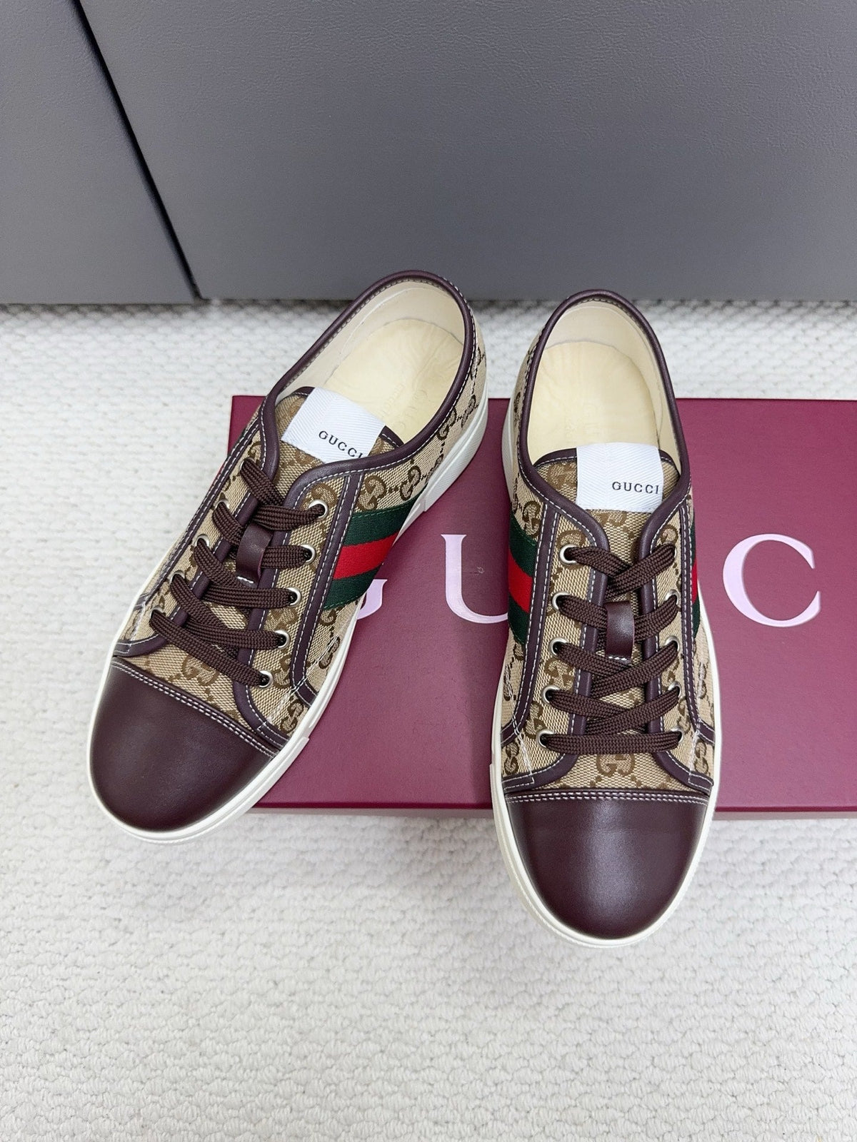 Gi Tennis 1977 Sneakers Chocolate Beige Canvas Leather 788210