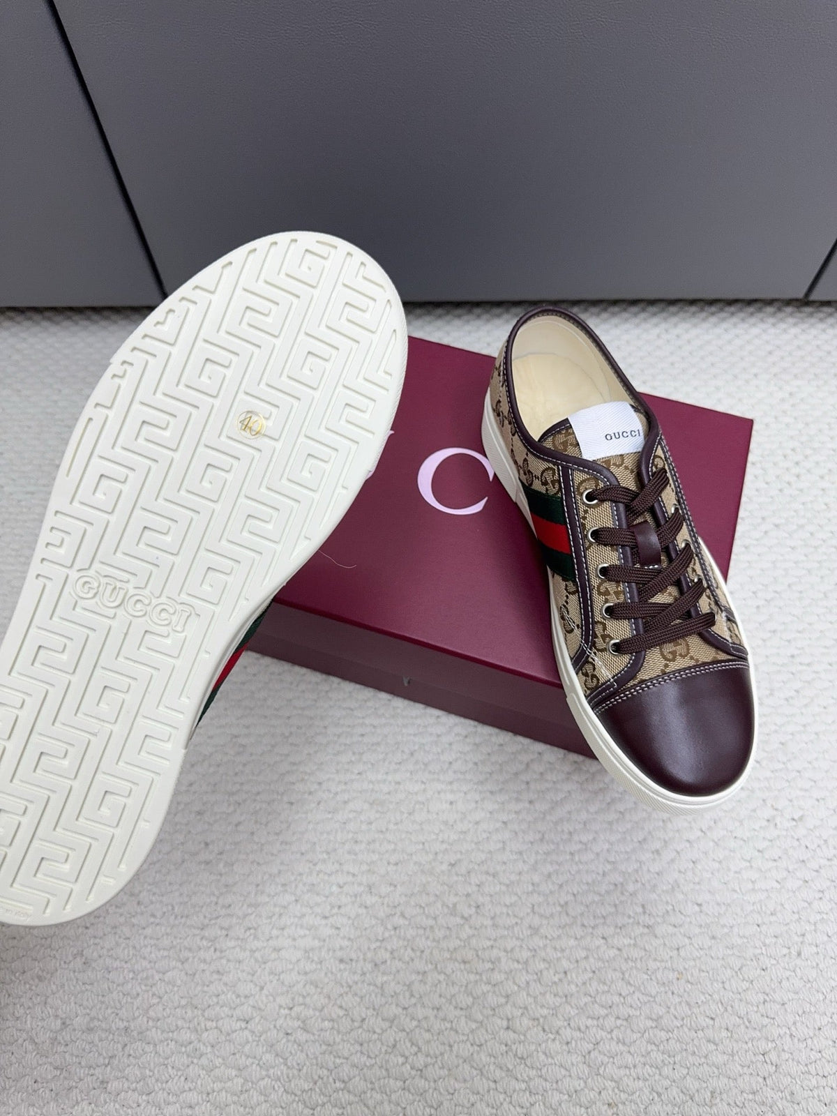 Gi Tennis 1977 Sneakers Chocolate Beige Canvas Leather 788210