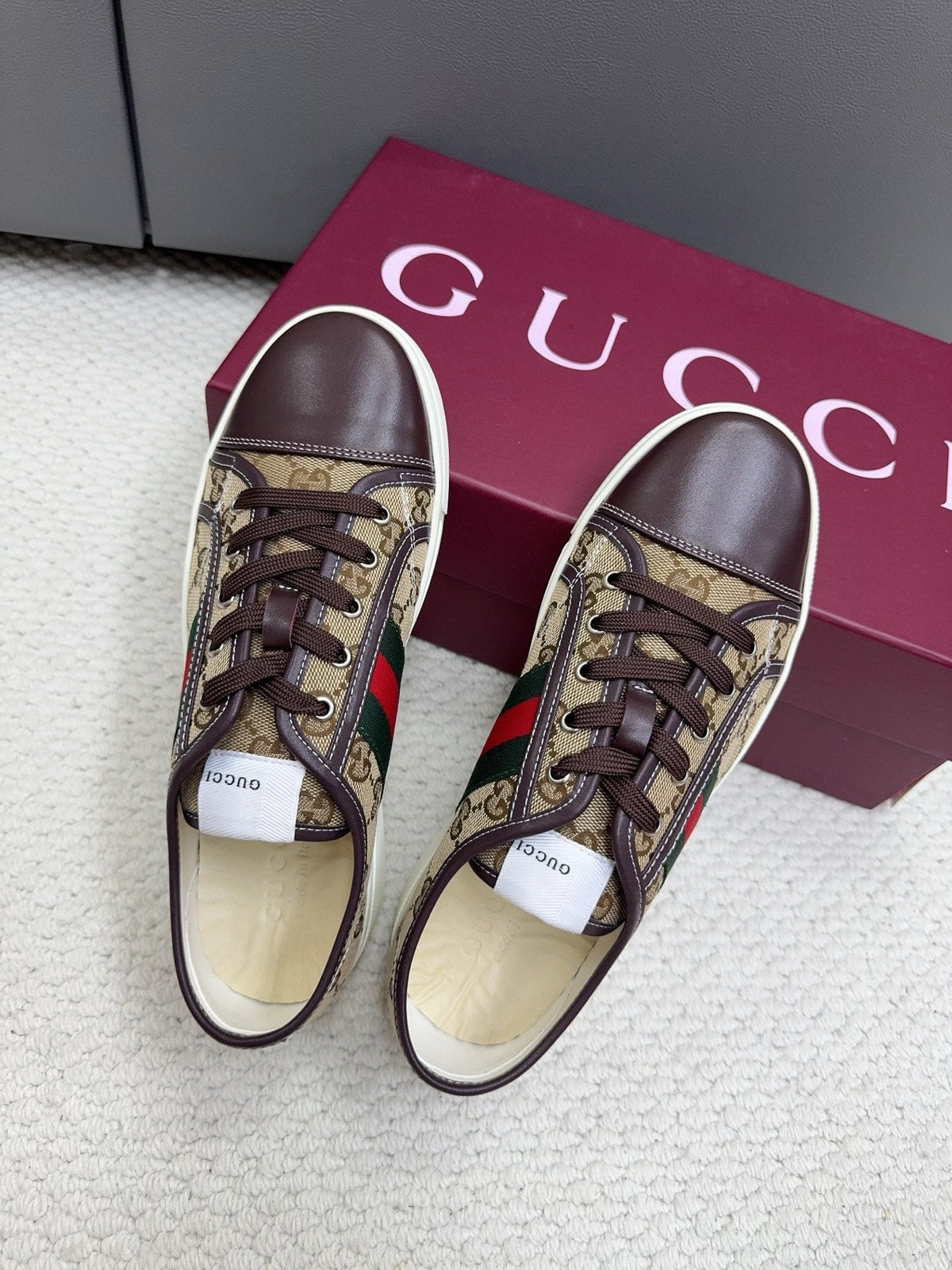 Gi Tennis 1977 Sneakers Chocolate Beige Canvas Leather 788210