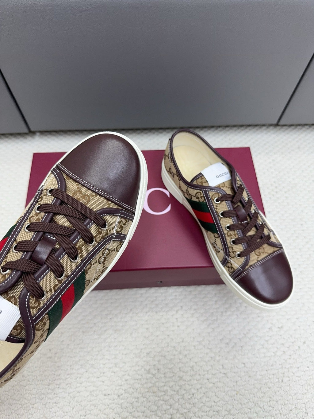 Gi Tennis 1977 Sneakers Chocolate Beige Canvas Leather 788210