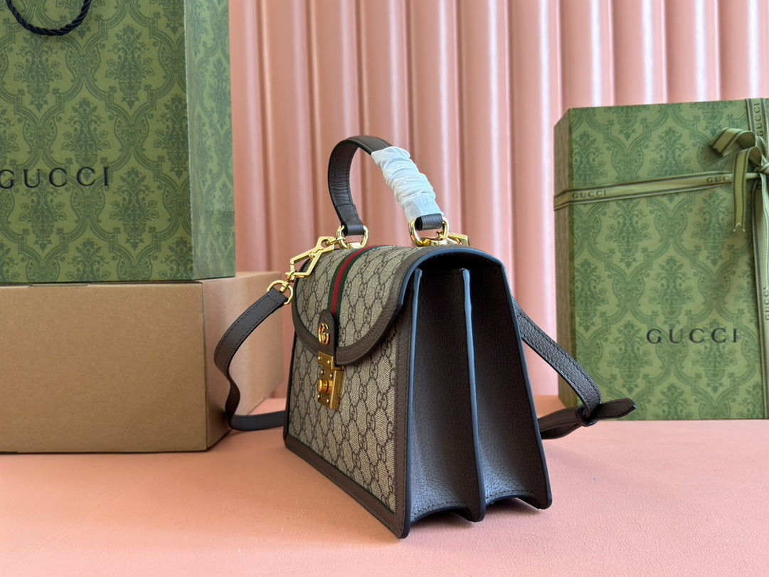 Gi Ophidia 25cm Bag Ebony Canvas Leather