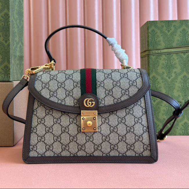 Gi Ophidia 25cm Bag Ebony Canvas Leather
