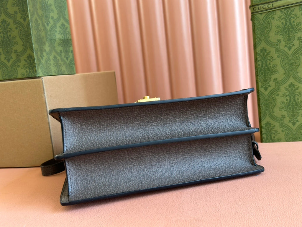 Gi Ophidia 25cm Bag Ebony Canvas Leather