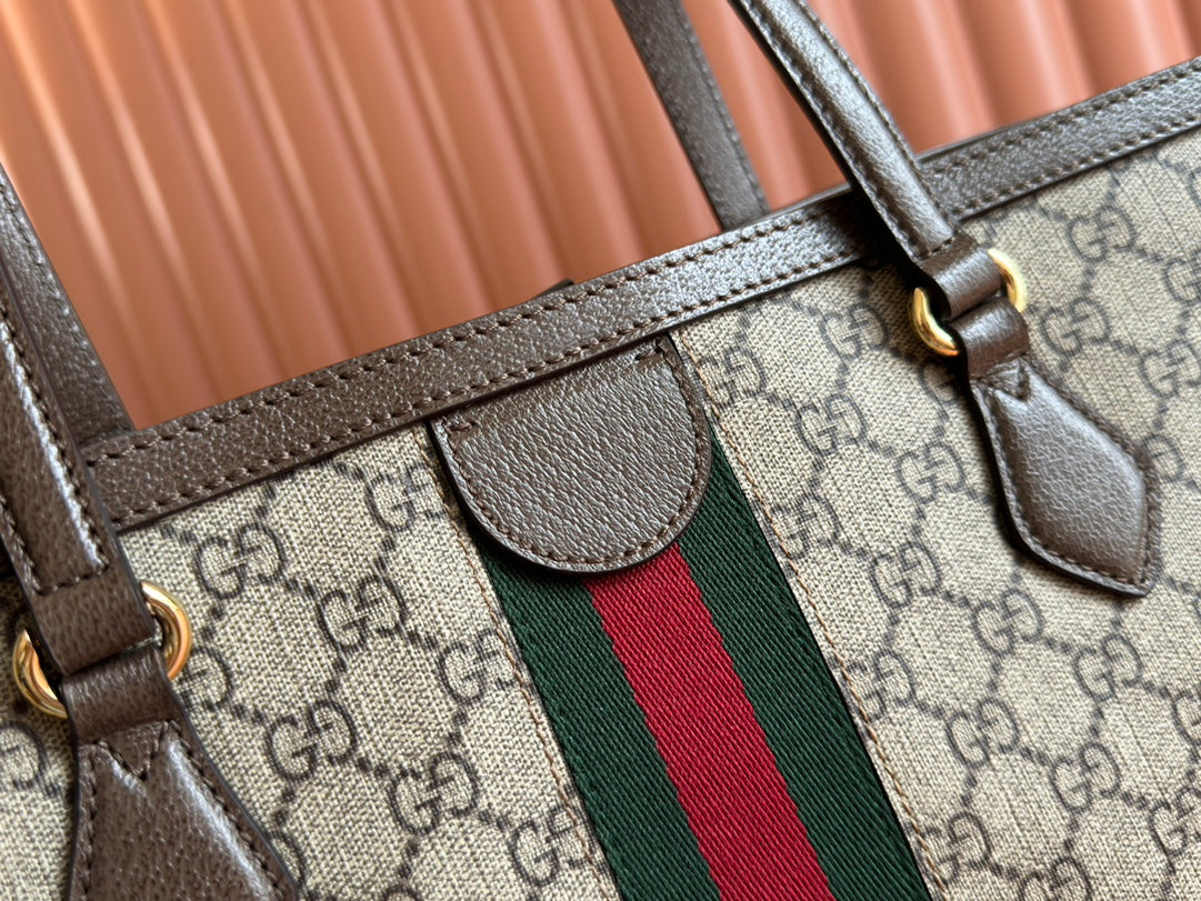 Gi Ophidia 38cm Bag Beige Leather Canvas
