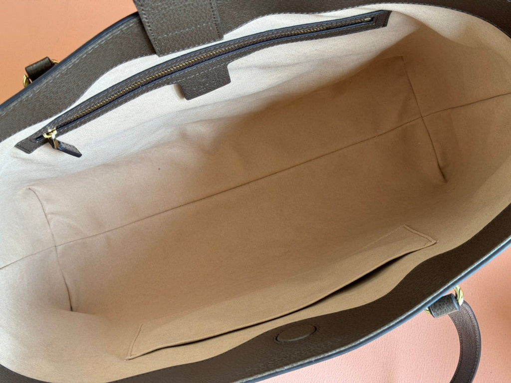 Gi Ophidia 38cm Bag Beige Leather Canvas