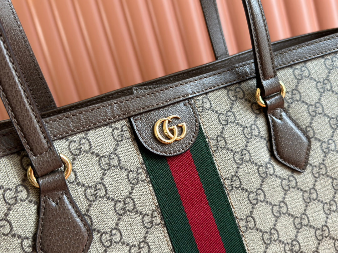 Gi Ophidia 38cm Bag Beige Leather Canvas