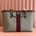 Gi Ophidia 38cm Bag Beige Leather Canvas