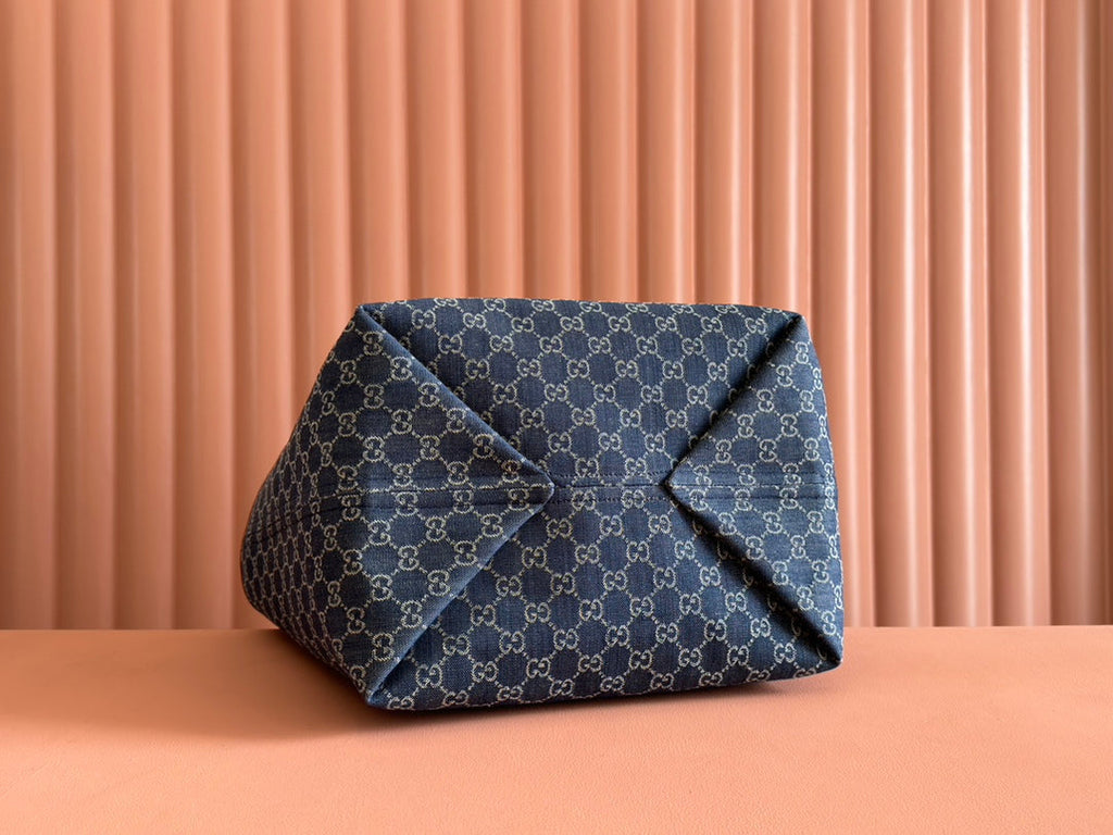 Gi Totissima 30.5cm Tote Bag Denim Leather