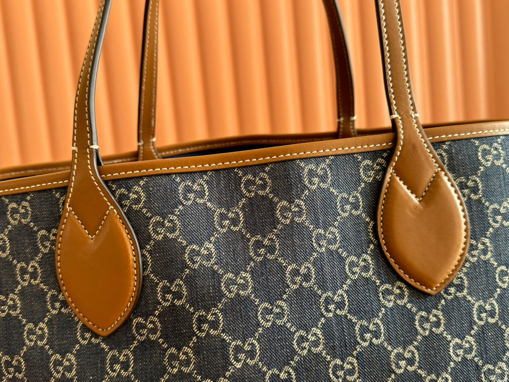 Gi Totissima 30.5cm Tote Bag Denim Leather