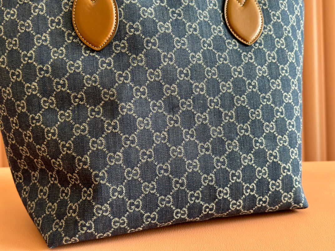 Gi Totissima 30.5cm Tote Bag Denim Leather