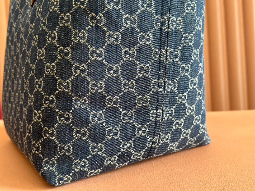 Gi Totissima 30.5cm Tote Bag Denim Leather