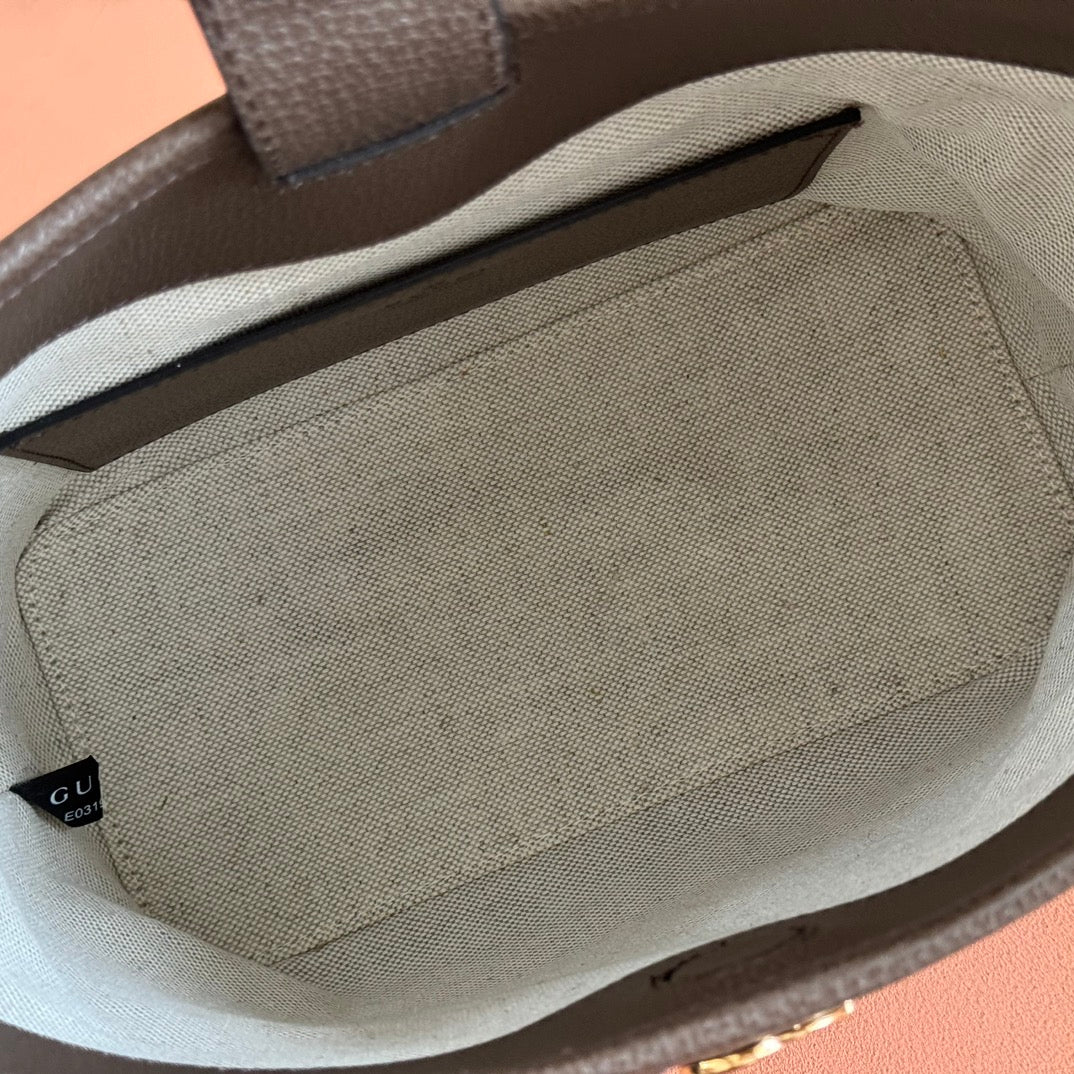 Gi Ophidia 23cm Bag Ebony Brown Canvas Leather 248270
