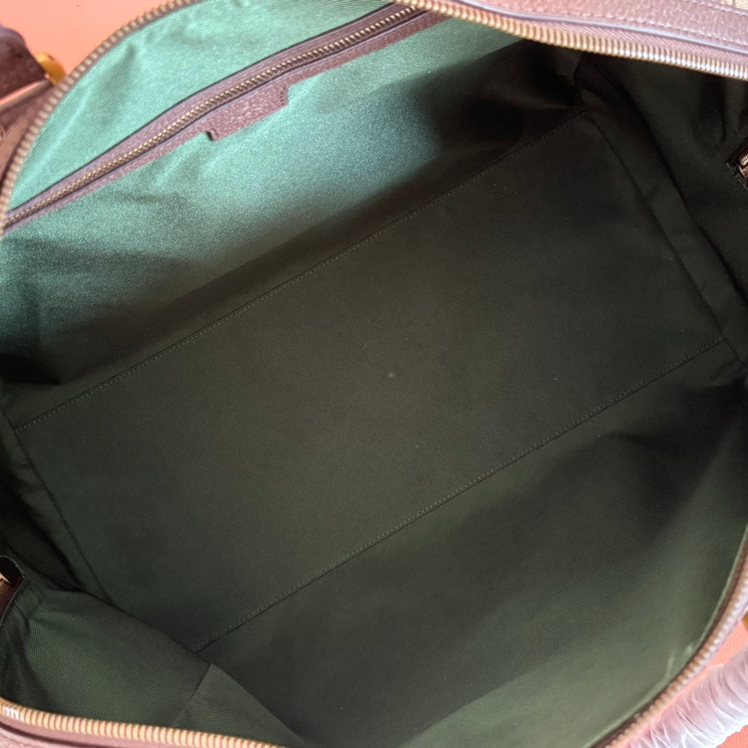 Gi Savoy Medium Duffle Bag Brown Beige Leather