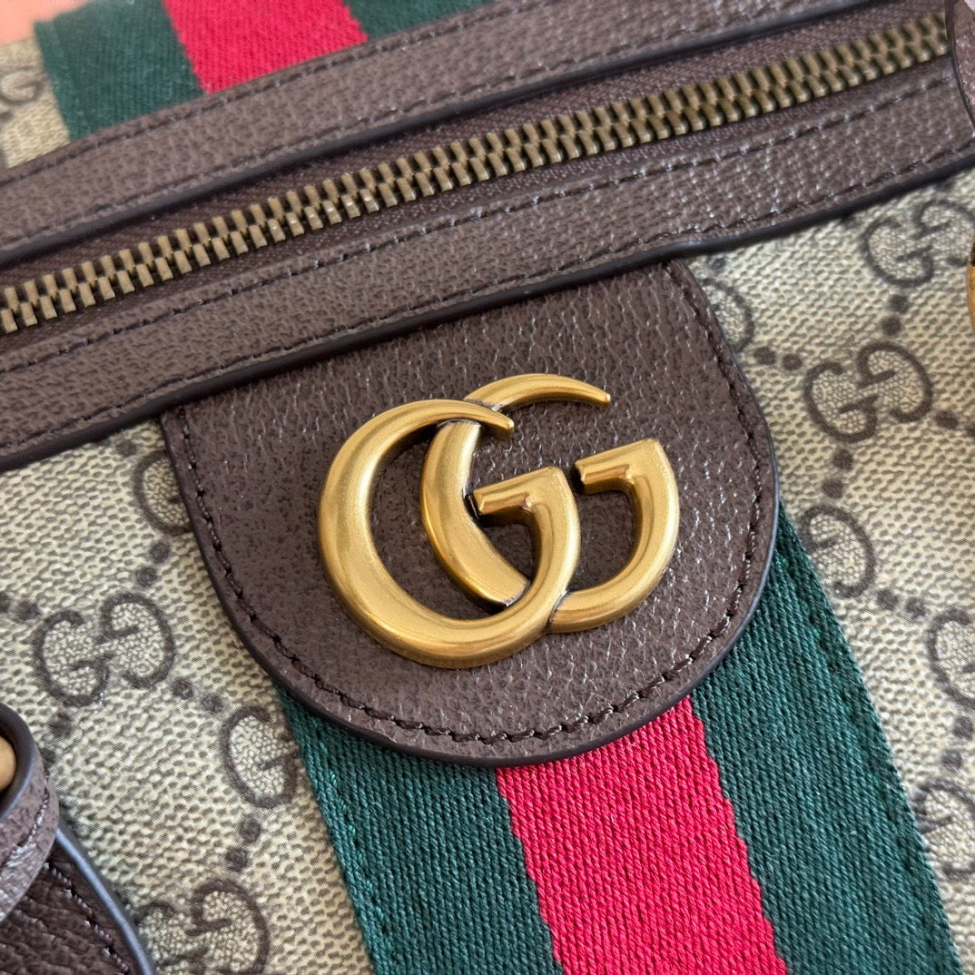 Gi Savoy Medium Duffle Bag Brown Beige Leather