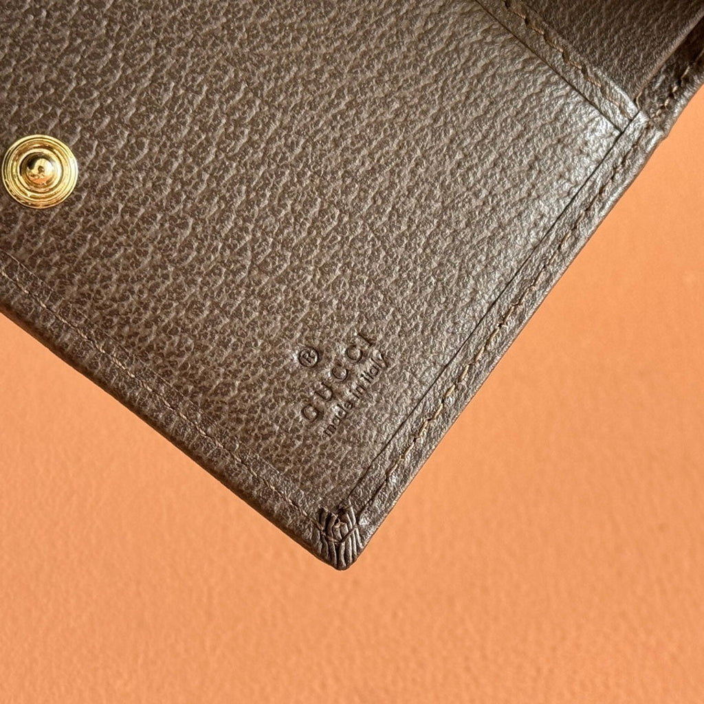 Gi Ophidia Small Wallet Brown Beige Canvas Leather