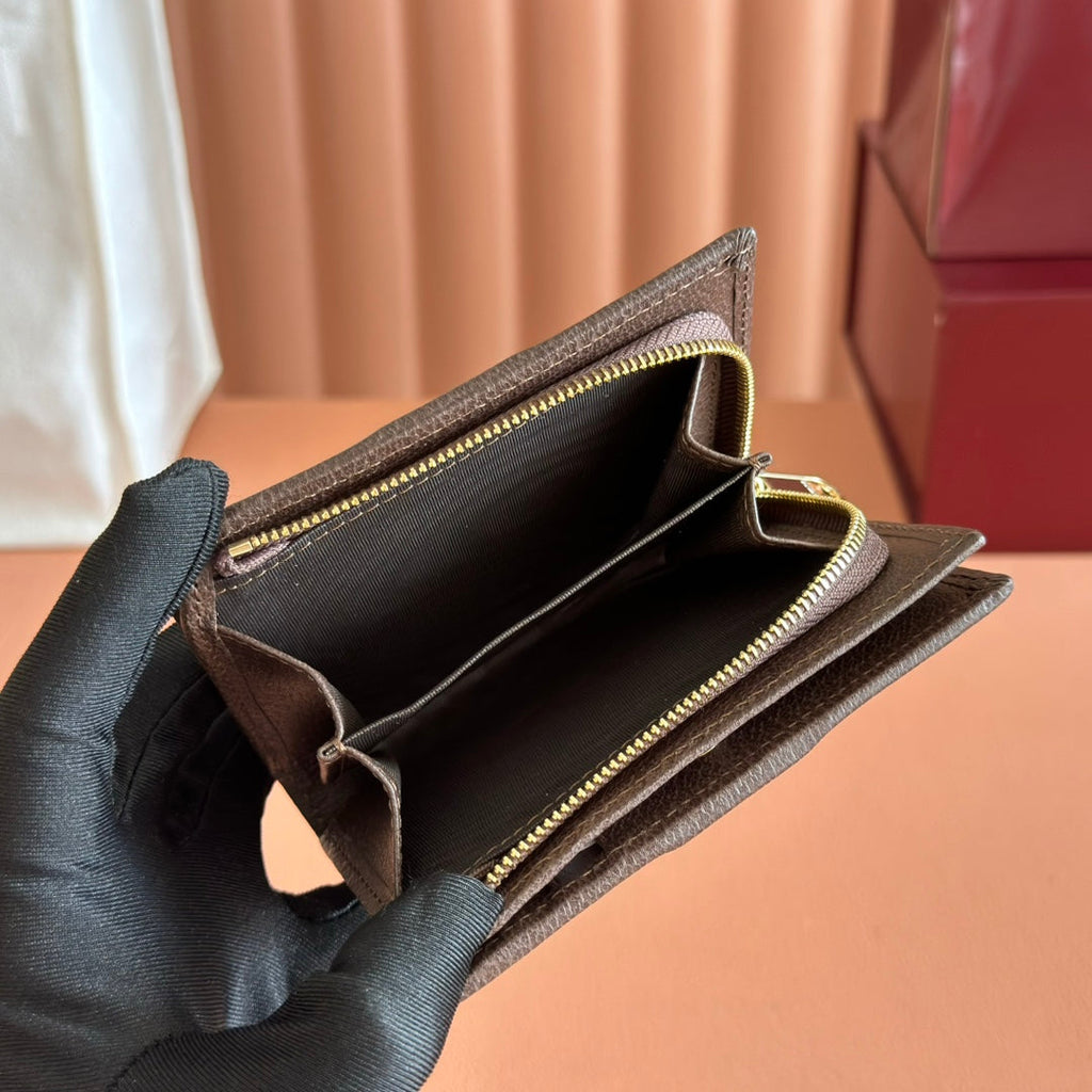 Gi Ophidia Small Wallet Brown Beige Canvas Leather