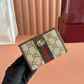 Gi Ophidia Small Wallet Brown Beige Canvas Leather