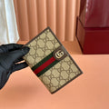 Gi  Ophidia Passport Case Brown Beige Canvas Leather