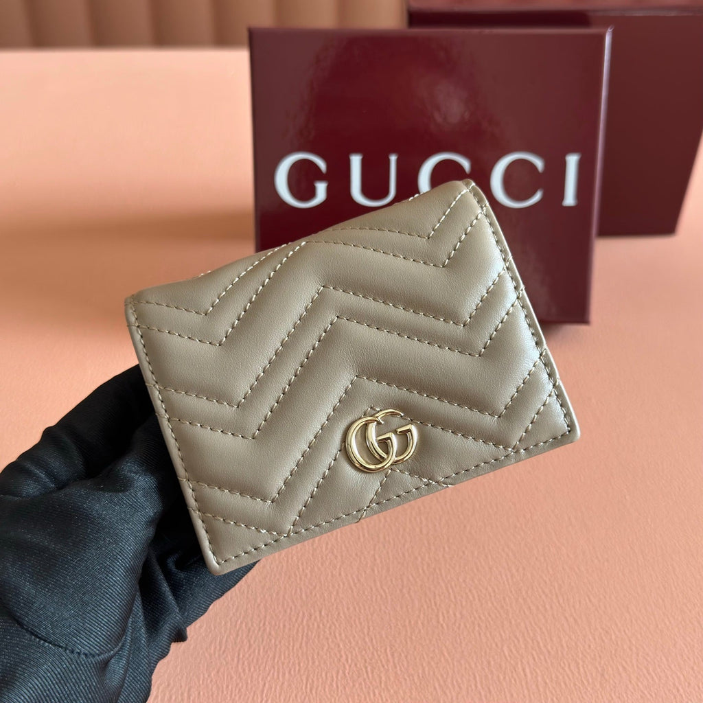 Gi Marmont Quilted Card Holder Taupe Matelassé Leather