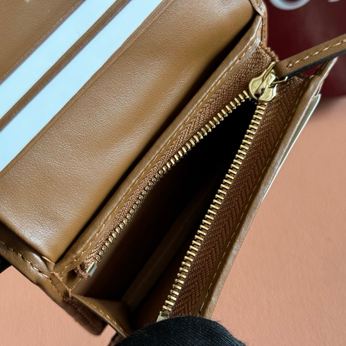 Gi Marmont Quilted Card Holder Brown Matelassé Leather