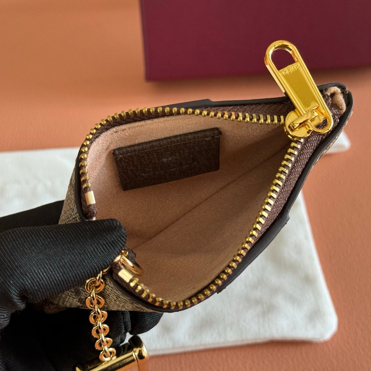 Gi Ophidia Supreme Key Case Brown Beige Canvas