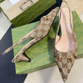 GC Horsebit Slingback Pump 50mm Canvas Sheepskin