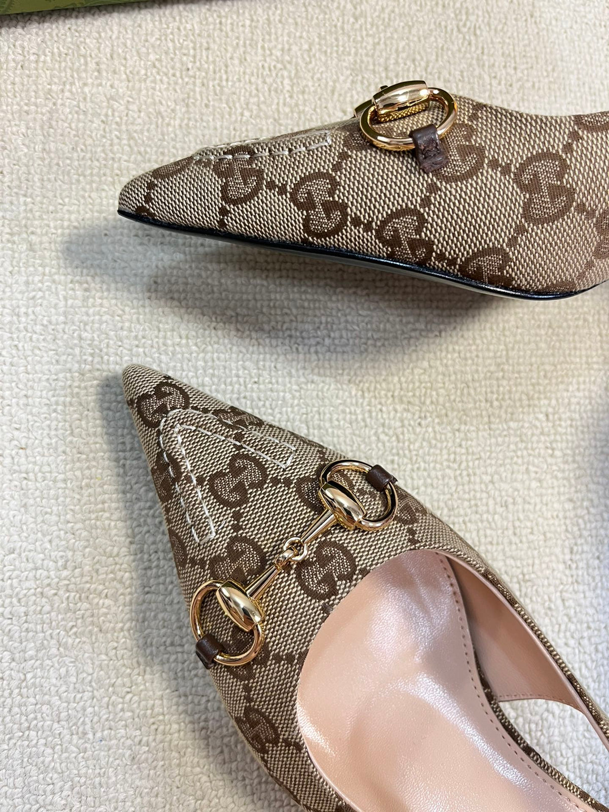 GC Horsebit Slingback Pump 50mm Canvas Sheepskin