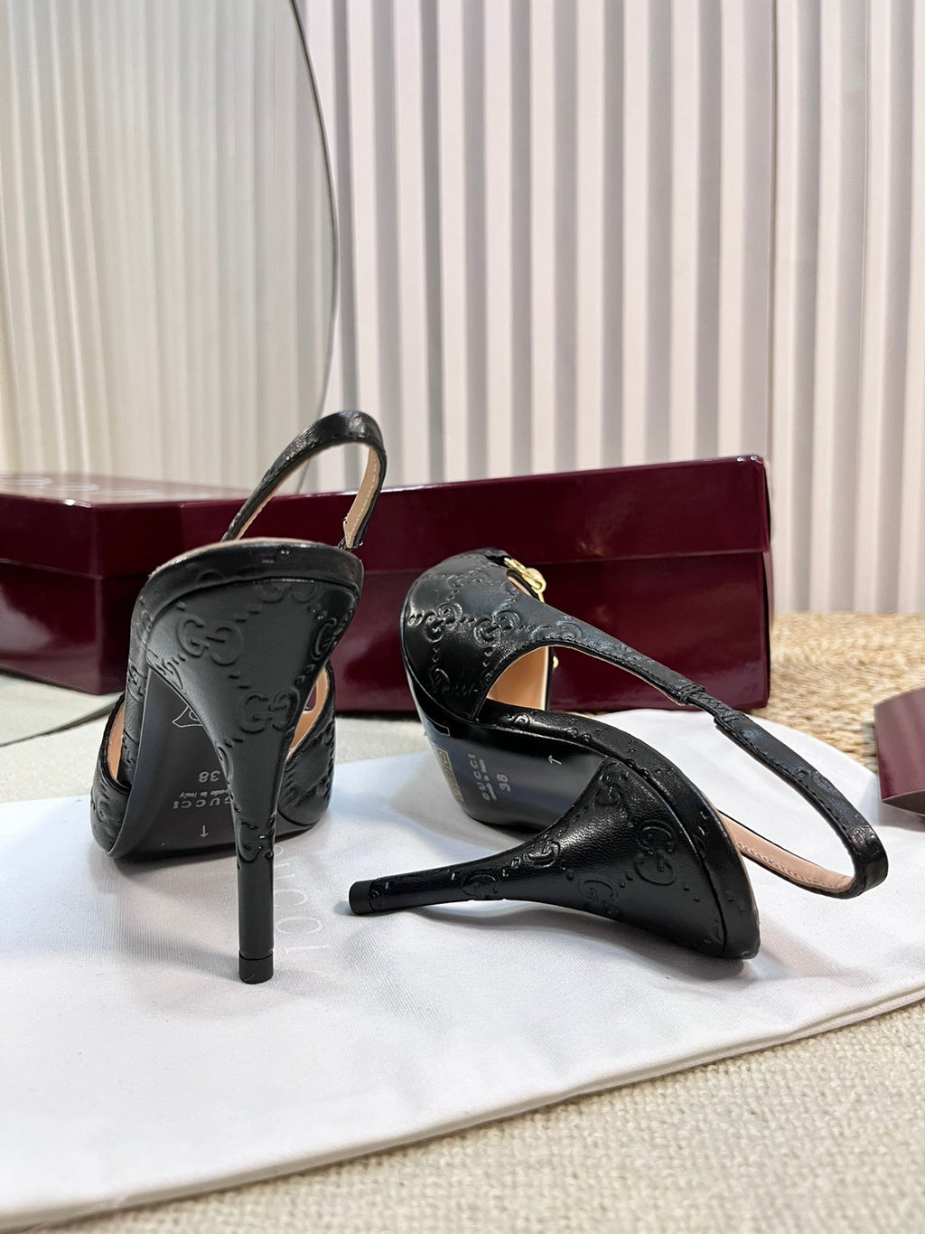 GC Horsebit Slingback Pump 100mm Embossed Sheepskin