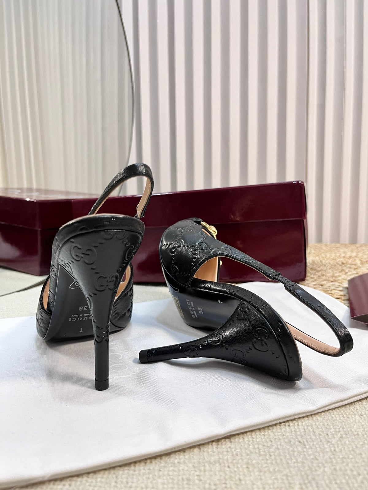 GC Horsebit Slingback Pump 100mm Embossed Sheepskin